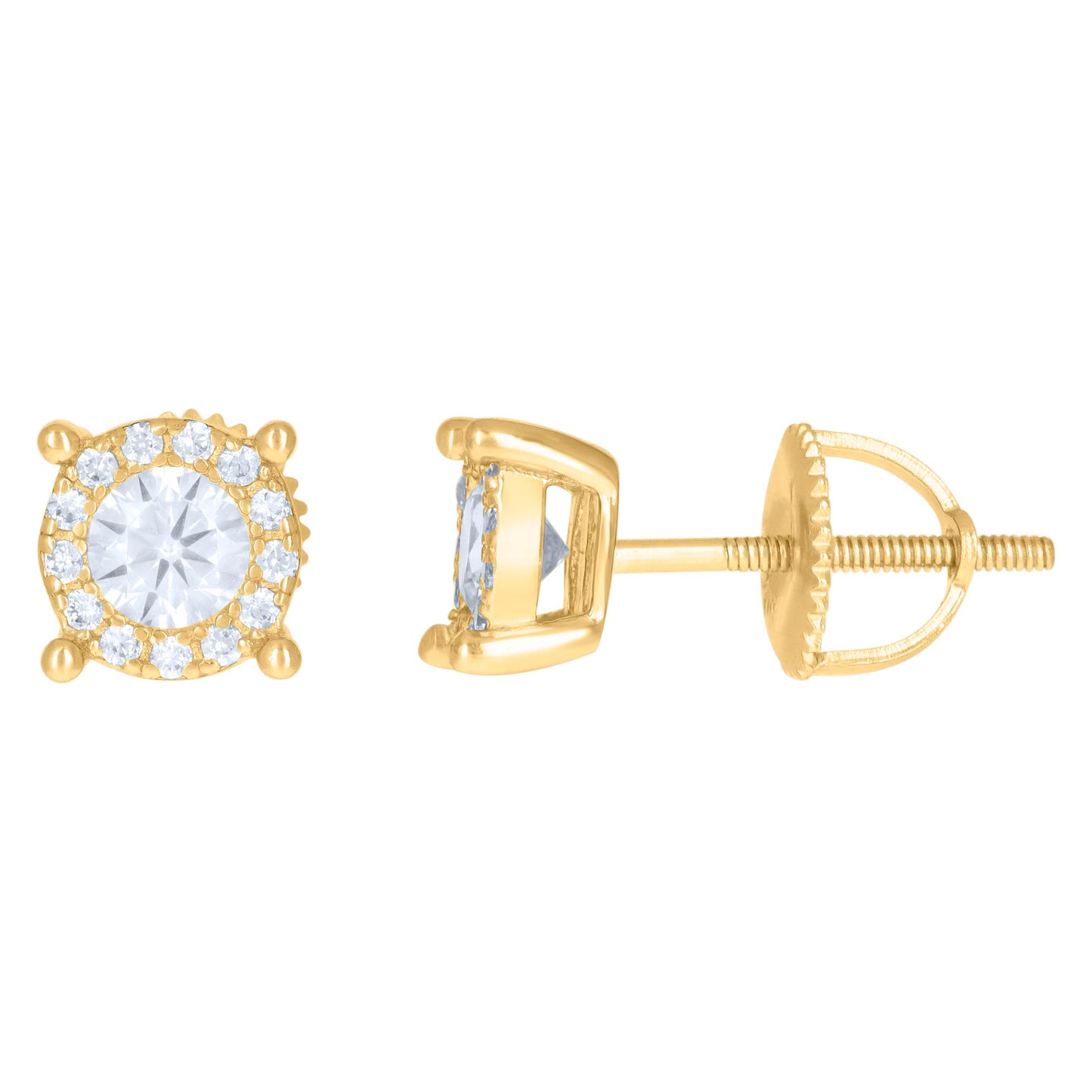 Sterling Silver Or Yellow-Tone Mens Cubic-Zirconia Fashion Stud Earrings