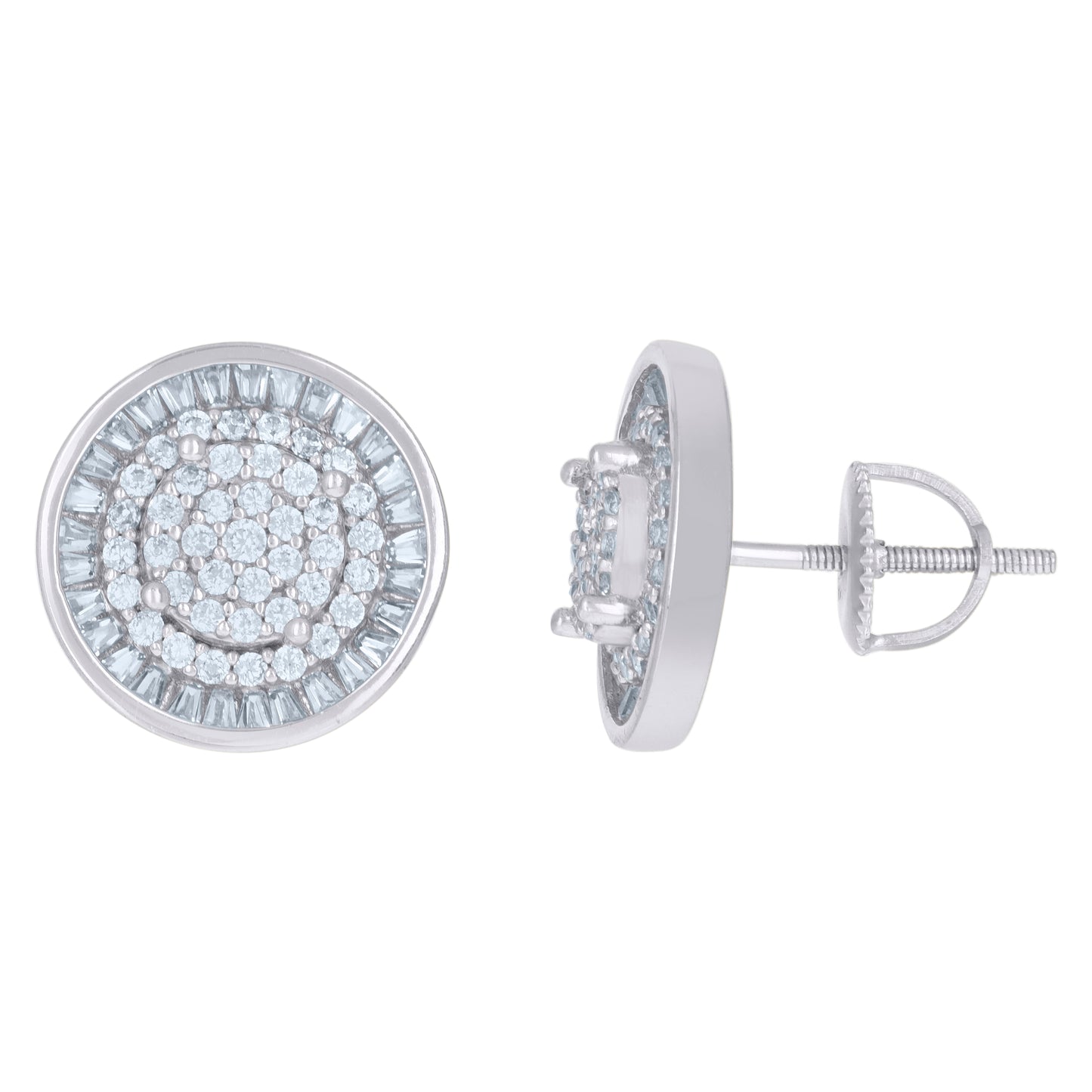 Sterling Silver Or Yellow-Tone Mens Cubic-Zirconia Round Fashion Stud Earrings