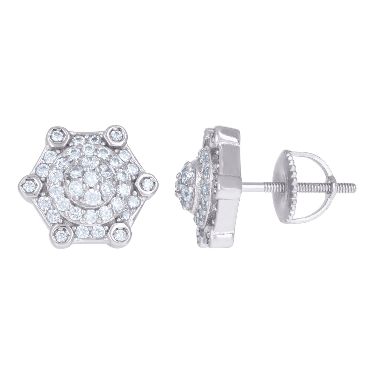 Sterling Silver Or Yellow-Tone Mens Cubic-Zirconia Fashion Stud Earrings