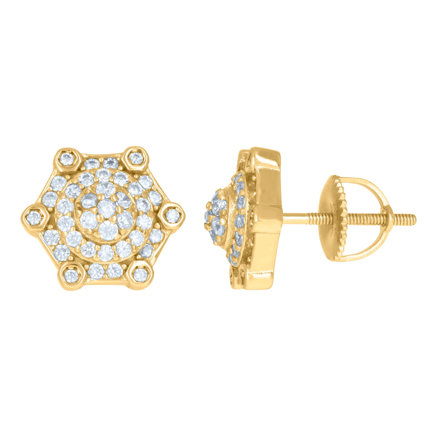 Sterling Silver Or Yellow-Tone Mens Cubic-Zirconia Fashion Stud Earrings
