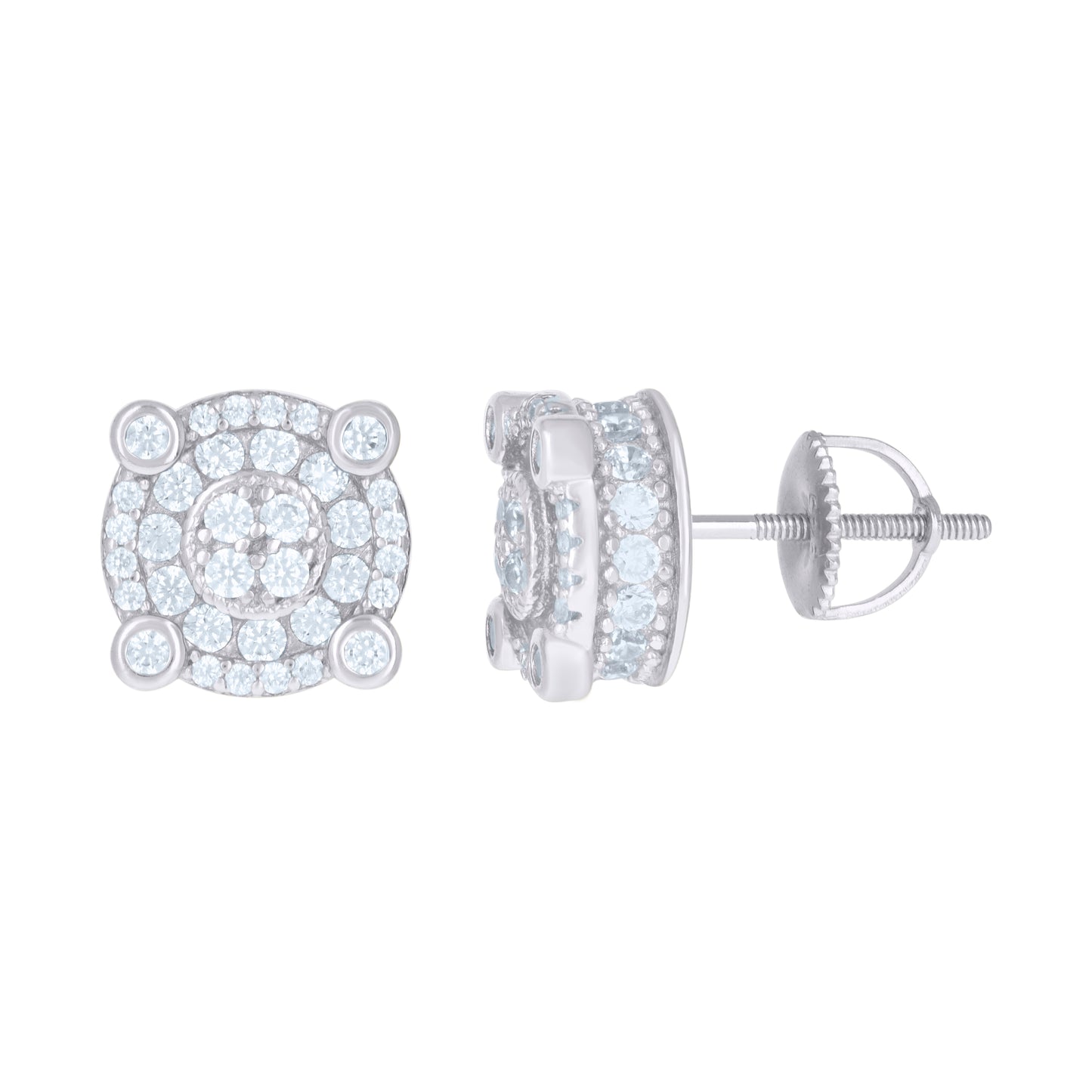 Sterling Silver Or Yellow-Tone Mens Cubic-Zirconia Fashion Stud Earrings