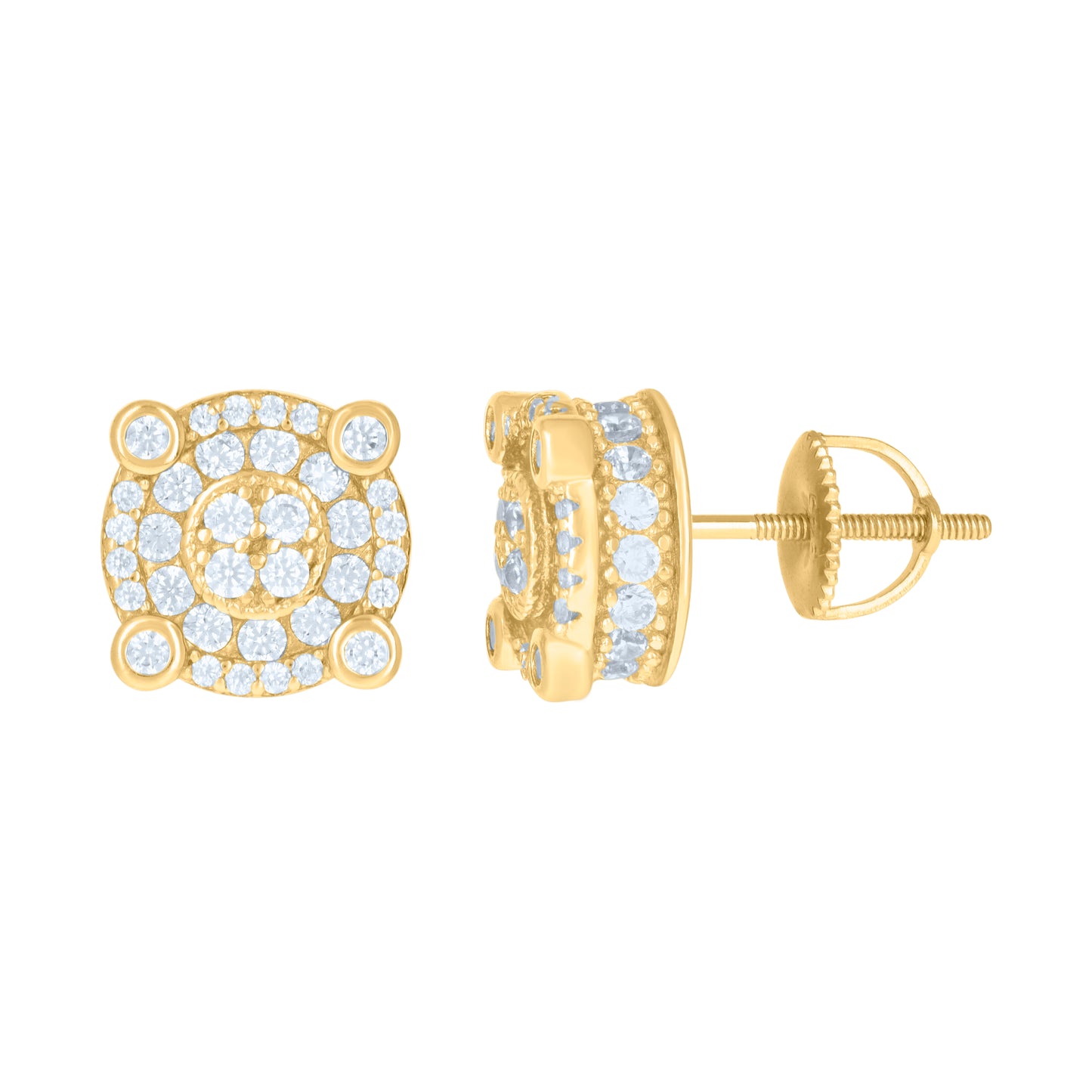 Sterling Silver Or Yellow-Tone Mens Cubic-Zirconia Fashion Stud Earrings