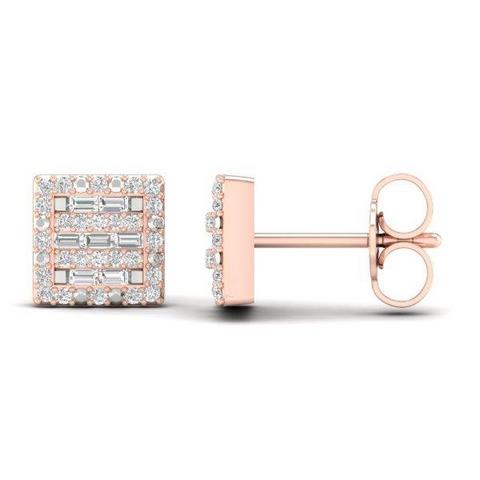 10K Rose Gold 0.23 Cttw Diamond Baguette Earring