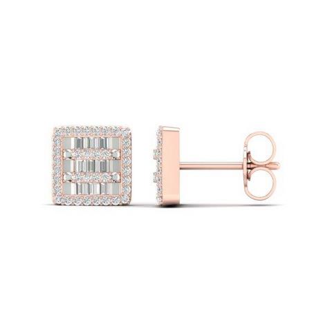 10K Rose Gold 0.33 Cttw Diamond Baguette Earring