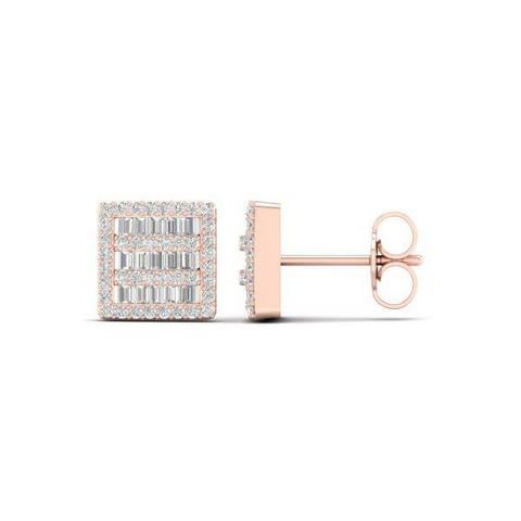 10K Rose Gold 0.50 Cttw Diamond Baguette Earring