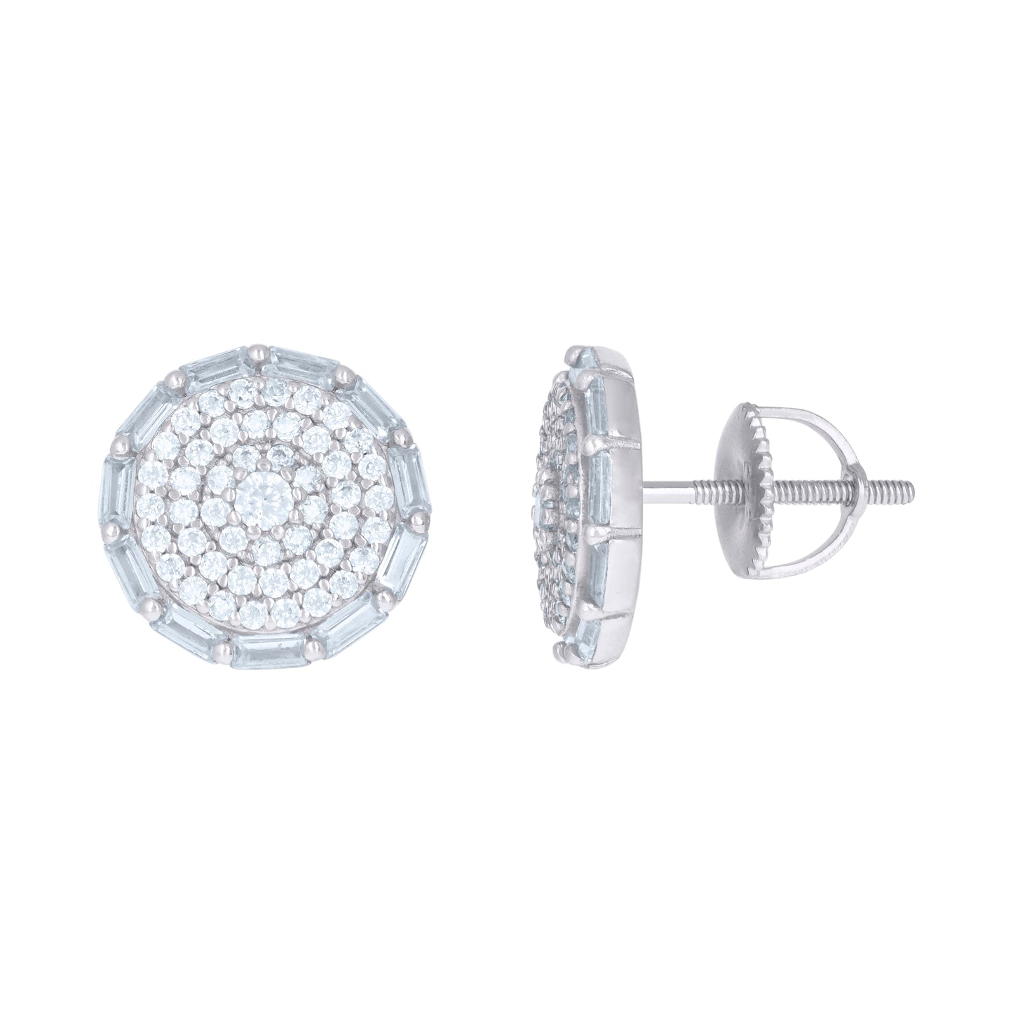 Sterling Silver Or Yellow-Tone Mens Cubic-Zirconia Round Fashion Stud Earrings