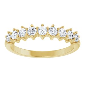 14K Yellow Gold Round 2.5 Mm 1/2 Ctw Natural Diamond 9-Stone Anniversary Band Size 7