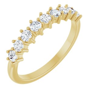 14K Yellow Gold Round 2.5 Mm 1/2 Ctw Natural Diamond 9-Stone Anniversary Band Size 7
