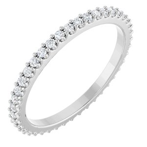 14K White Gold Round 1.3 Mm G-H Si2-Si3 3/8 Ctw Natural Diamond Eternity Band Size 7