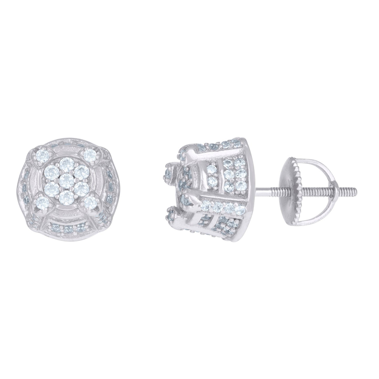 Sterling Silver Or Yellow-Tone Mens Cubic-Zirconia Fashion Stud Earrings