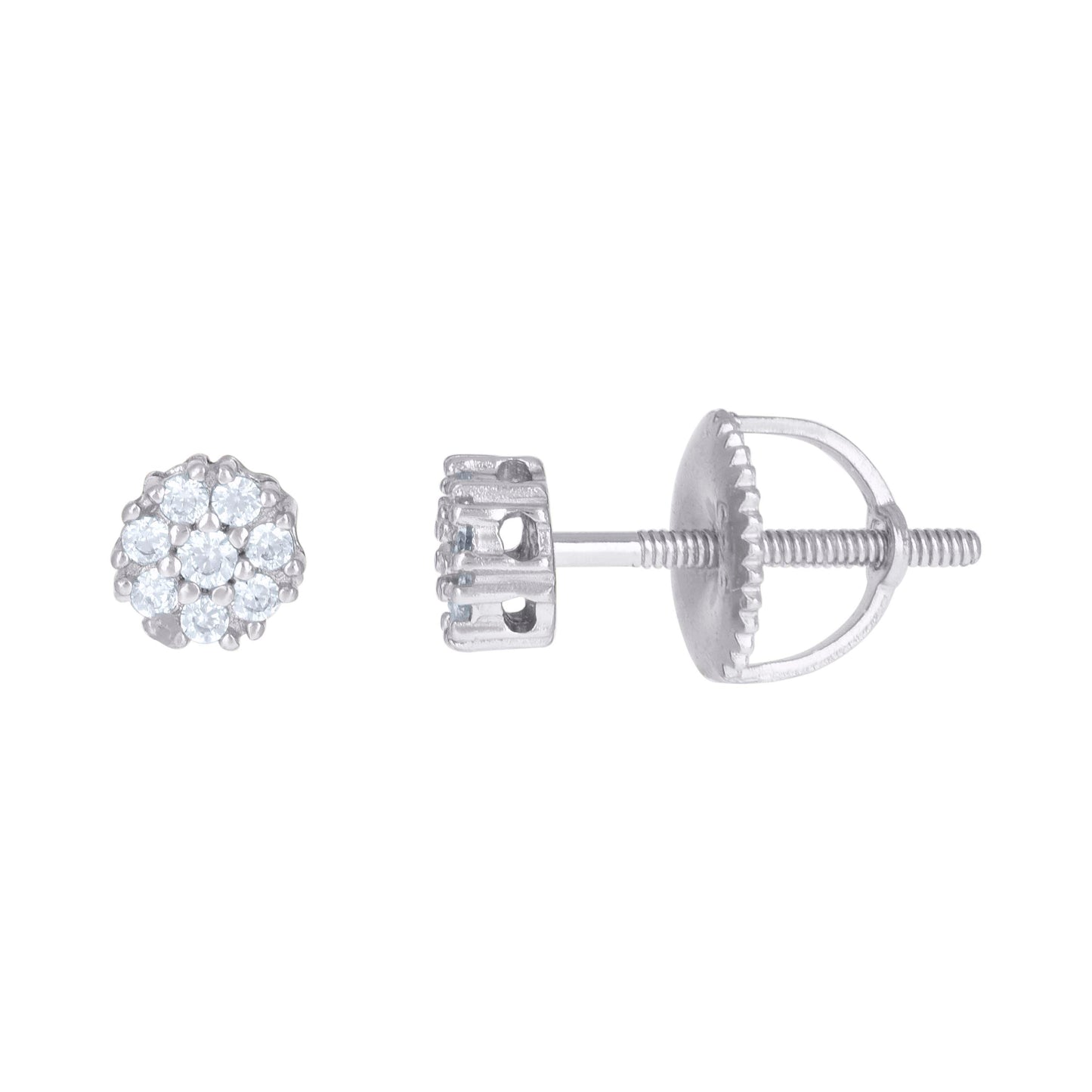Sterling Silver Or Yellow-Tone Mens Cubic-Zirconia Flower Stud Earrings