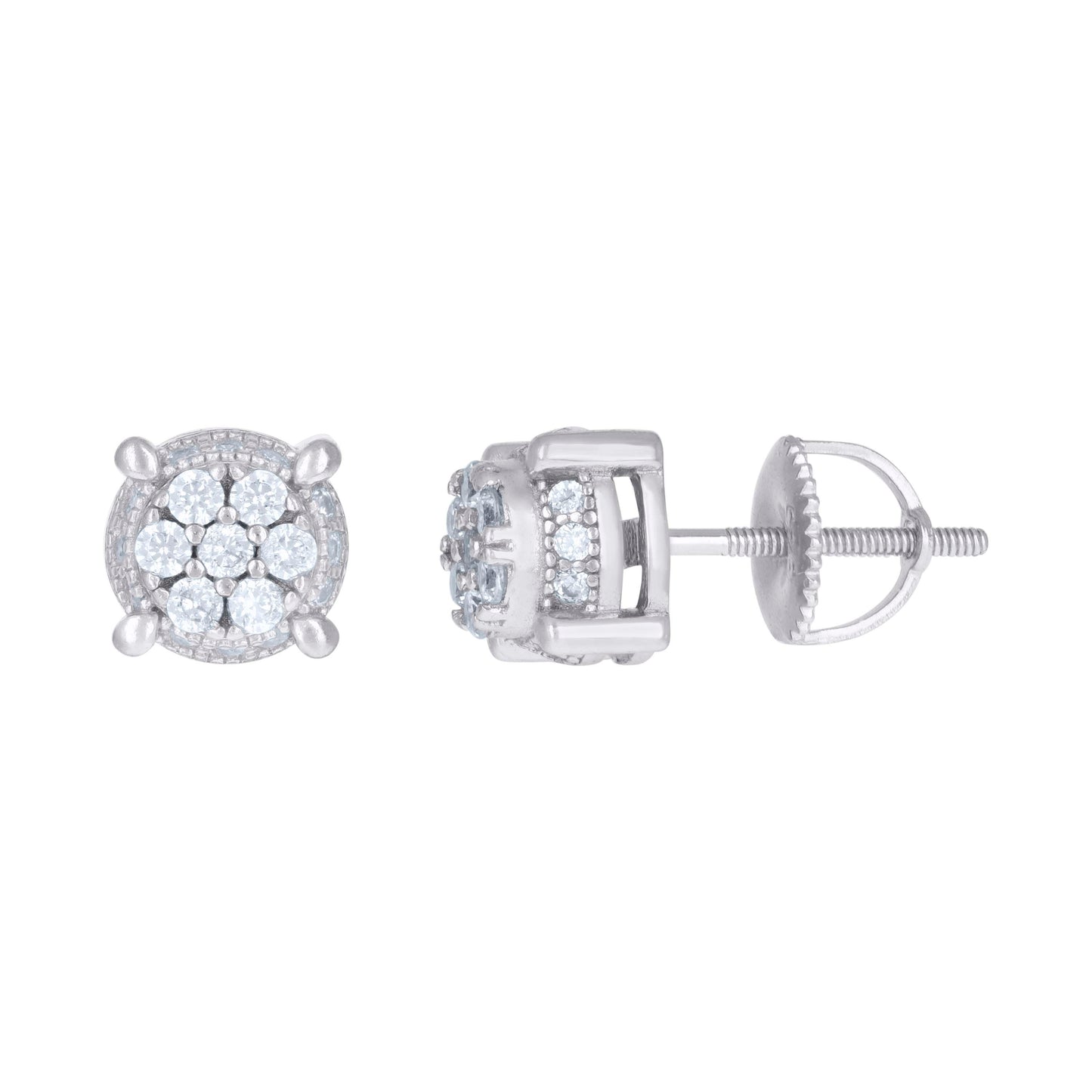 Sterling Silver Or Yellow-Tone Mens Cubic-Zirconia Fashion Stud Earrings