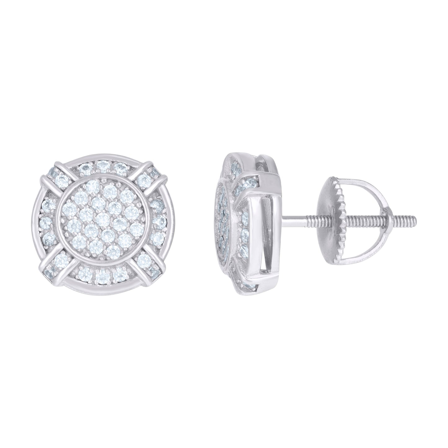 Sterling Silver Or Yellow-Tone Mens Cubic-Zirconia Fashion Stud Earrings