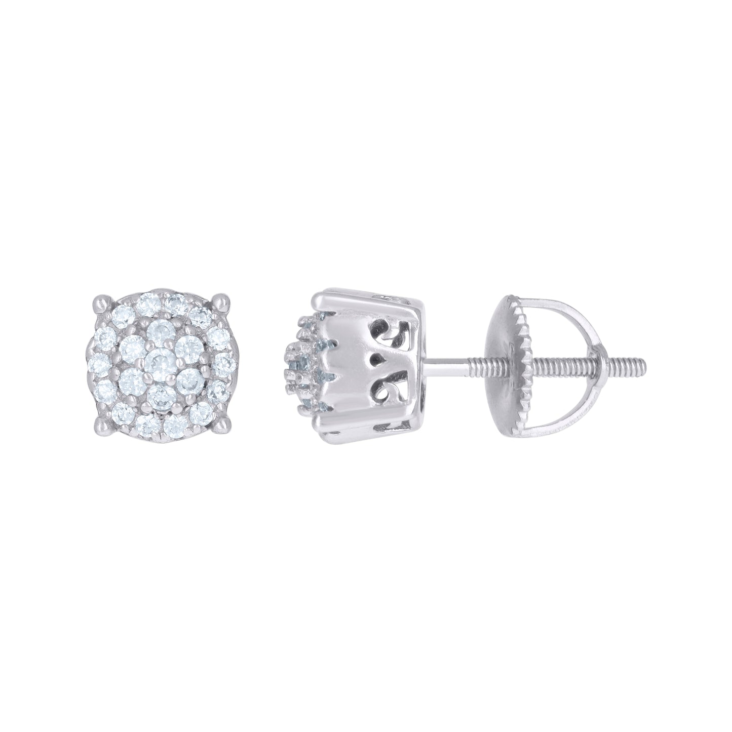 Sterling Silver Or Yellow-Tone Mens Cubic-Zirconia Fashion Stud Earrings