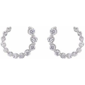 14K White Gold 12 X 12 Mm Lab-Grown Diamond Round 2.1Mm Pair Friction Backs Polished 1/2 Ctw Lab-Grown Diamond Front-Back Earrings