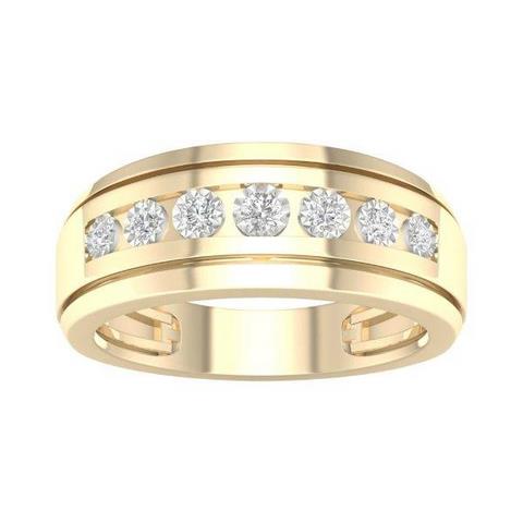 10K Yellow Gold 0.20 Cttw Diamond Mens Bands