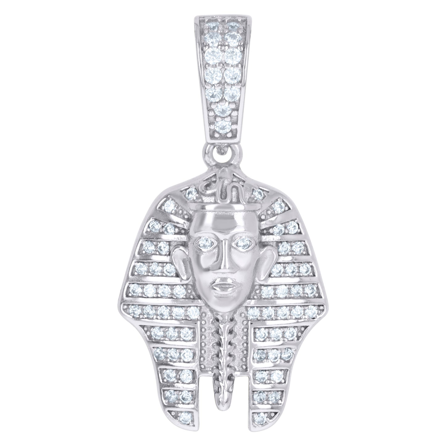 Sterling Silver Mens Cubic-Zirconia Egyptian Pharaoh Fashion Charm Pendant