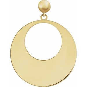 14K Yellow Gold 26.57 X 20 Mm Each Friction Back Polished Circle Cutout Dangle Earring