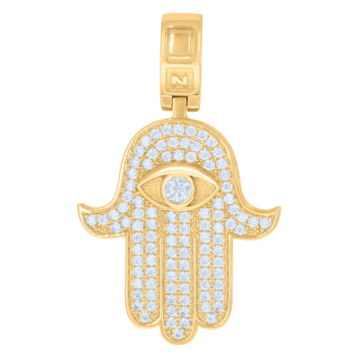 Sterling Silver Mens Cubic-Zirconia Hamsa Symbols Religious Charm Pendant