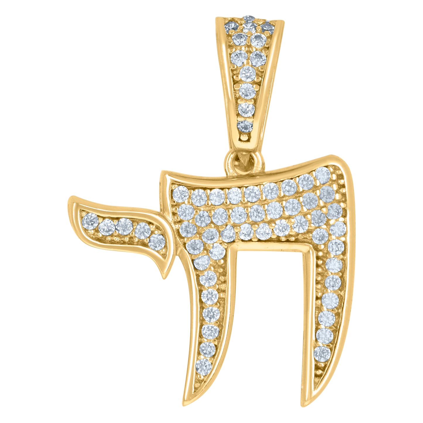 Sterling Silver Mens Cubic-Zirconia Chai Symbols Charm Pendant
