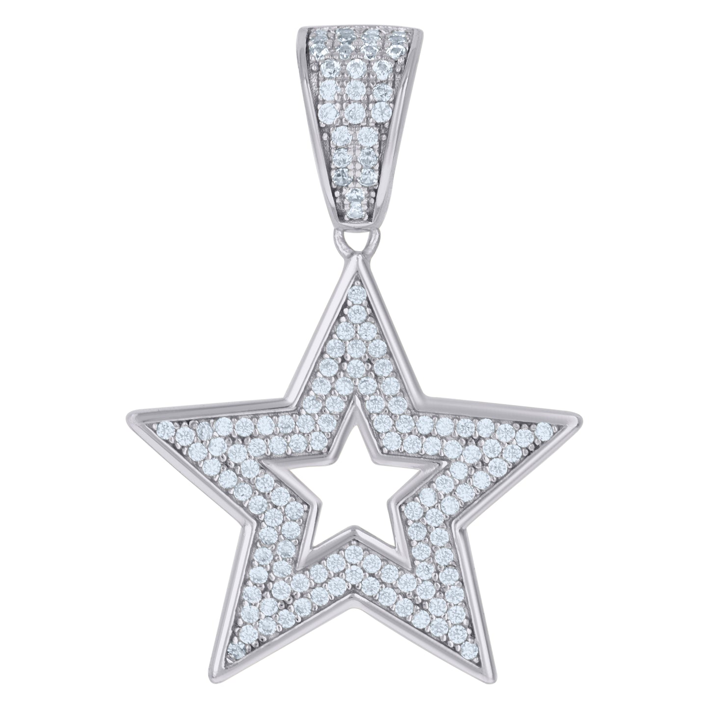 Sterling Silver Mens Cubic-Zirconia Star Celestial Charm Pendant