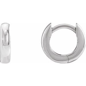 Sterling Silver Pair Hinged Hoop Earrings With Bead Blast Finish, Length: 9.5 Mm, Thickness: 2.25 Mm