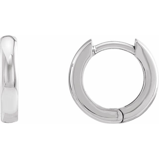 Platinum 12 Mm 2.25 Mm Pair Hinged Polished Hinged Hoop Earrings