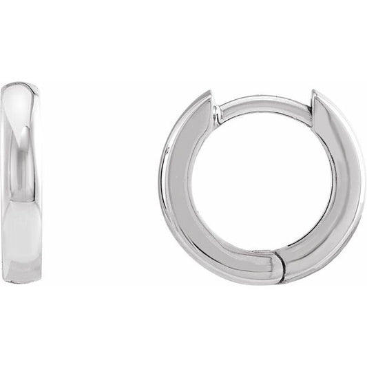 Platinum 12 Mm 2.25 Mm Pair Hinged Polished Hinged Hoop Earrings