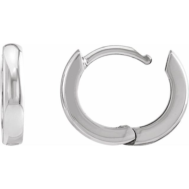Platinum 12 Mm 2.25 Mm Pair Hinged Polished Hinged Hoop Earrings