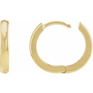 14K Yellow Gold Pair Hinged Hoop Earrings, Length: 15 Mm, Thickness: 2.25 Mm