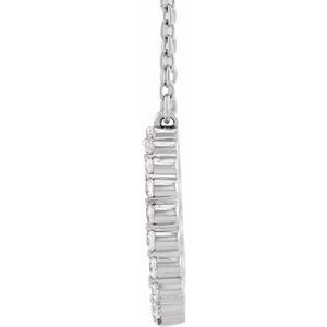 14K White Gold Round 2.4Mm G-H I1 3/8 Ctw Natural Diamond Adjustable Necklace, Length: 18 In