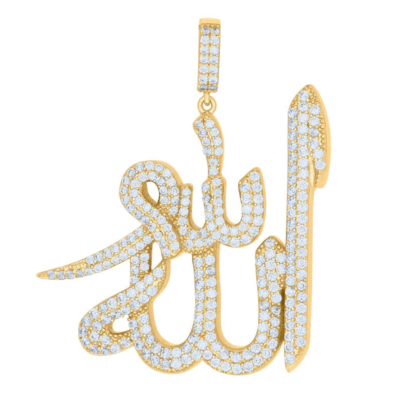 Sterling Silver Mens Cubic-Zirconia Allah Symbols Charm Pendant