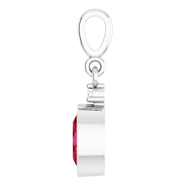 14K Yellow Or White Gold Oval  7 X 5Mm Polished Lab Grown Ruby And .015 Ct Lab Grown Diamond Pendant