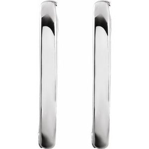 14K White Gold 14 X 10 Mm 1.6 Mm Pair Hinged Polished Elongated Oval Huggie Earrings