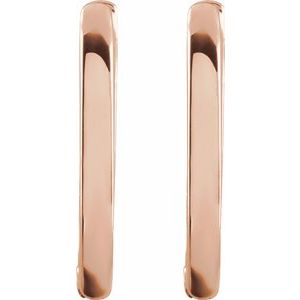 14K Rose Gold 14 X 10 Mm 1.6 Mm Pair Hinged Polished Elongated Oval Huggie Earrings