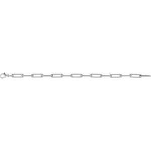 14K White Gold Round 1.1Mm G-H I1 1 Ctw Natural Diamond Link Bracelet, Length: 7 In