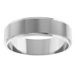 14K White Gold 6 Mm Polished Knurled Pattern Band Size 10