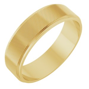 14K Yellow Gold 6 Mm Polished Knurled Pattern Band Size 10