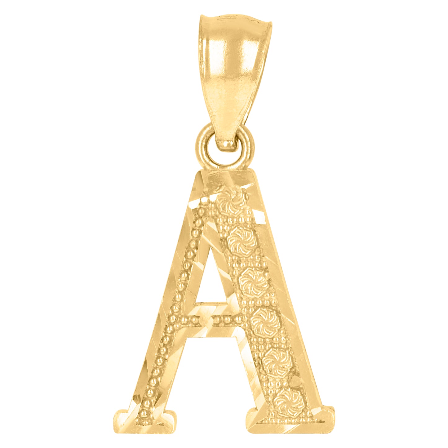 10K Yellow Gold Unisex Initial Alphabet Charm Pendant