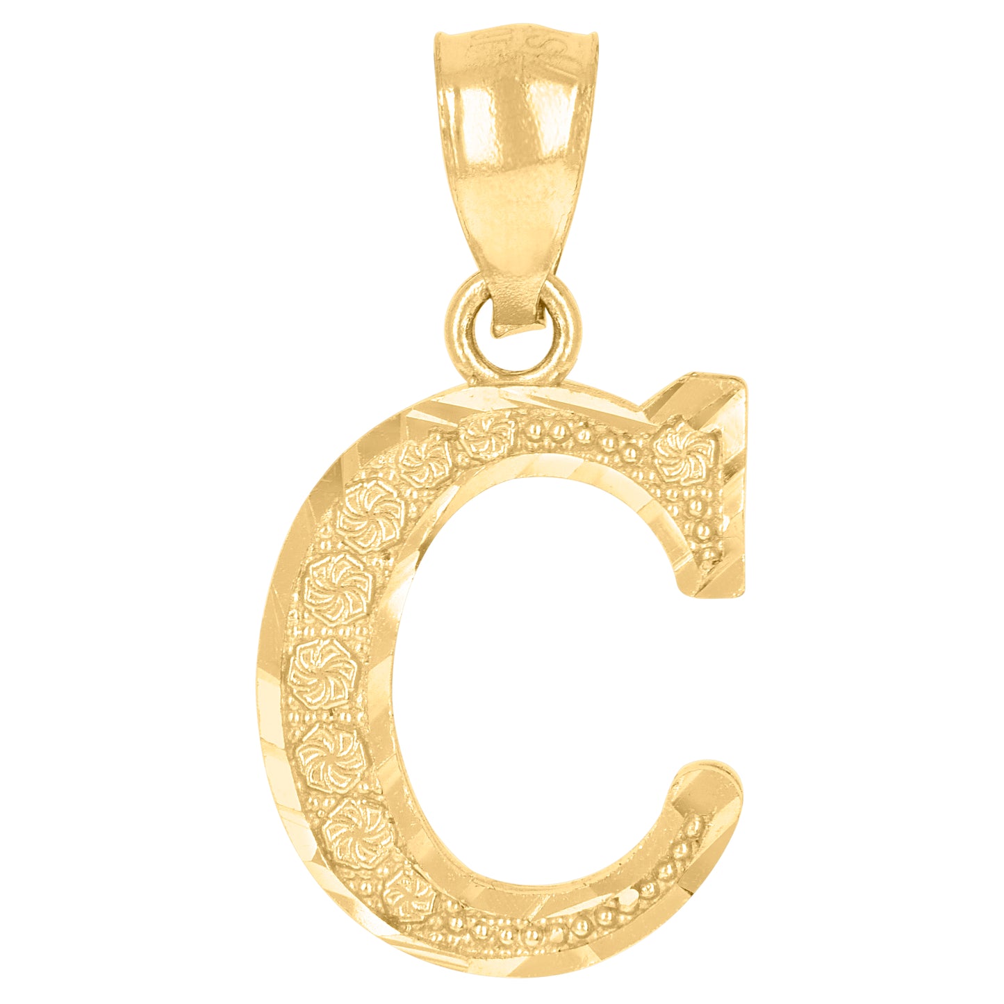 10K Yellow Gold Unisex Initial Alphabet Charm Pendant