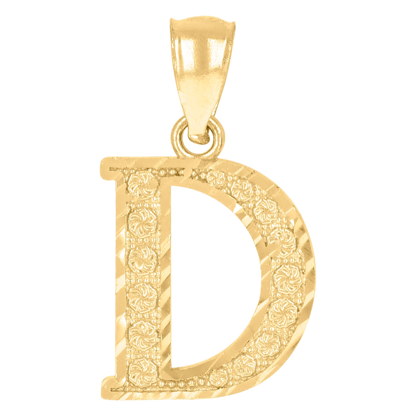 10K Yellow Gold Unisex Initial Alphabet Charm Pendant