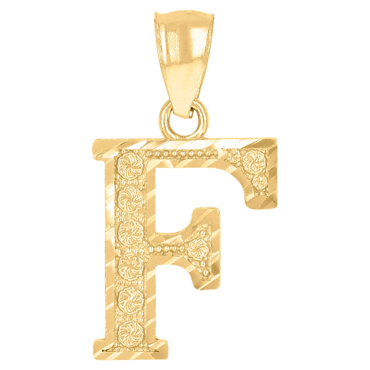 10K Yellow Gold Unisex Initial Alphabet Charm Pendant
