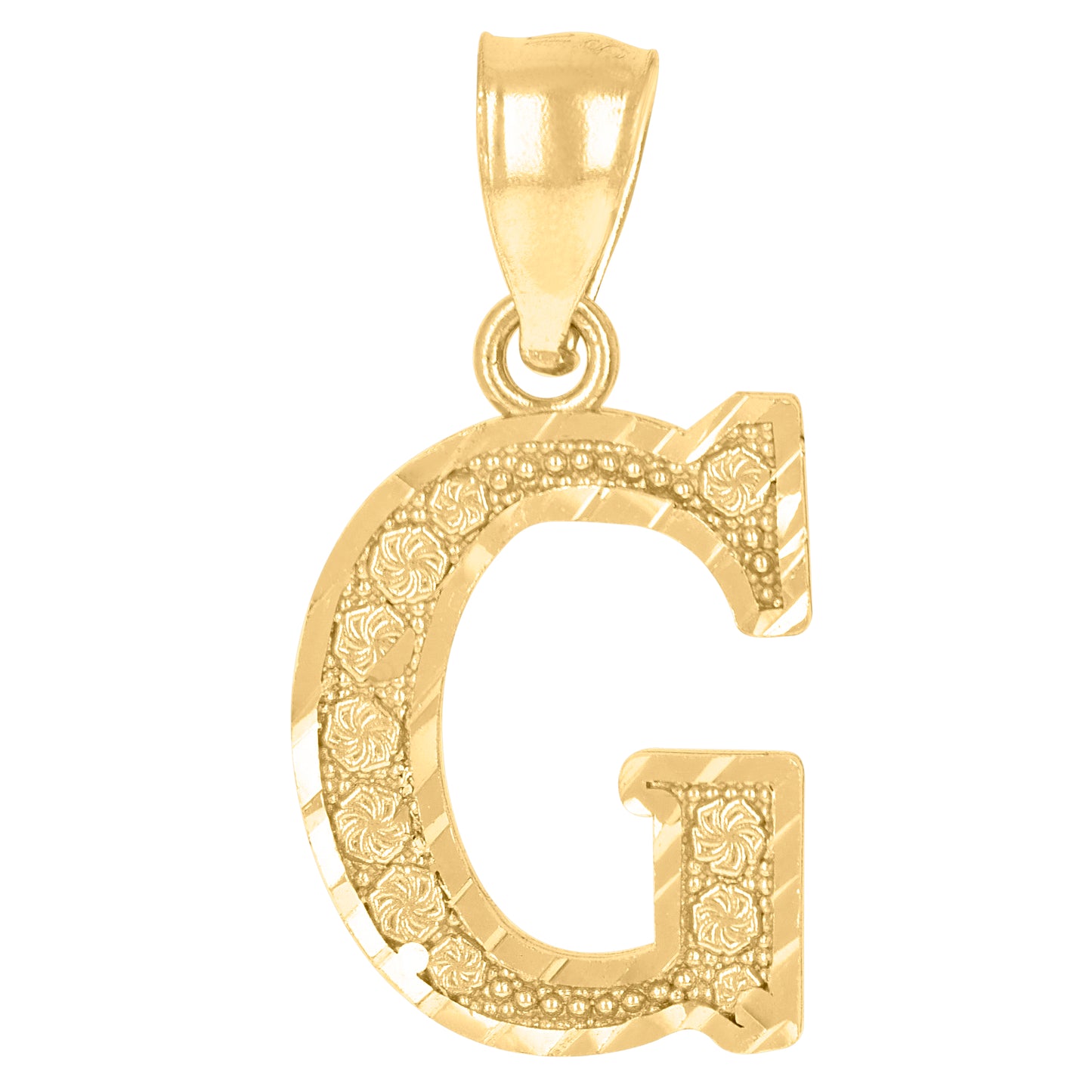 10K Yellow Gold Unisex Initial Alphabet Charm Pendant