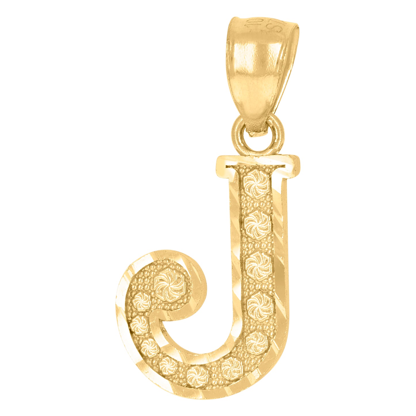 10K Yellow Gold Unisex Initial Alphabet Charm Pendant