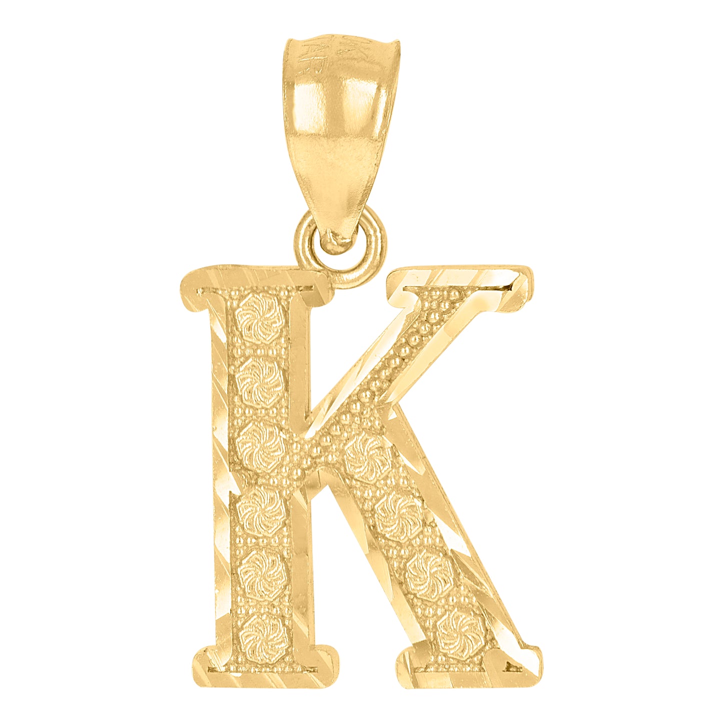 10K Yellow Gold Unisex Initial Alphabet Charm Pendant
