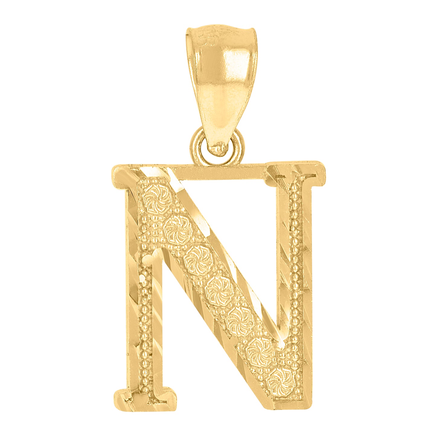 10K Yellow Gold Unisex Initial Alphabet Charm Pendant