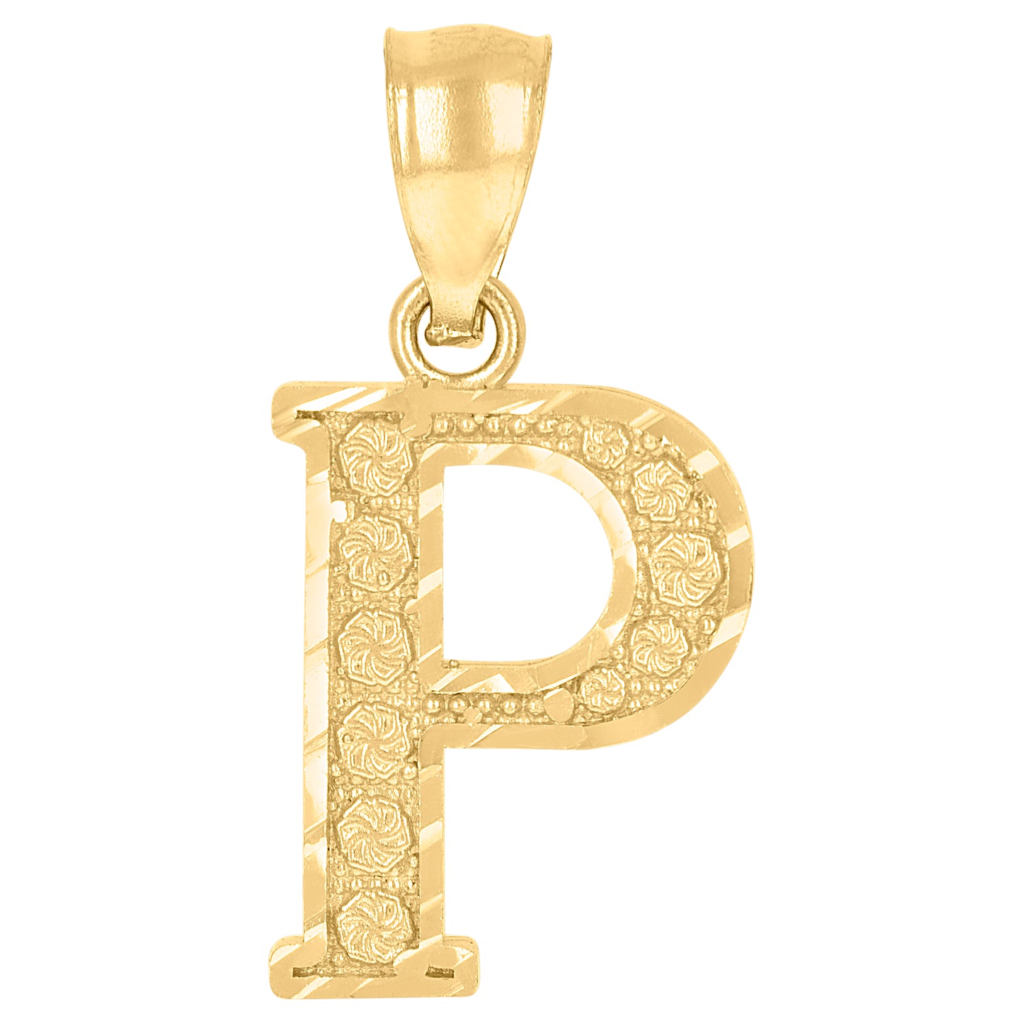 10K Yellow Gold Unisex Initial Alphabet Charm Pendant
