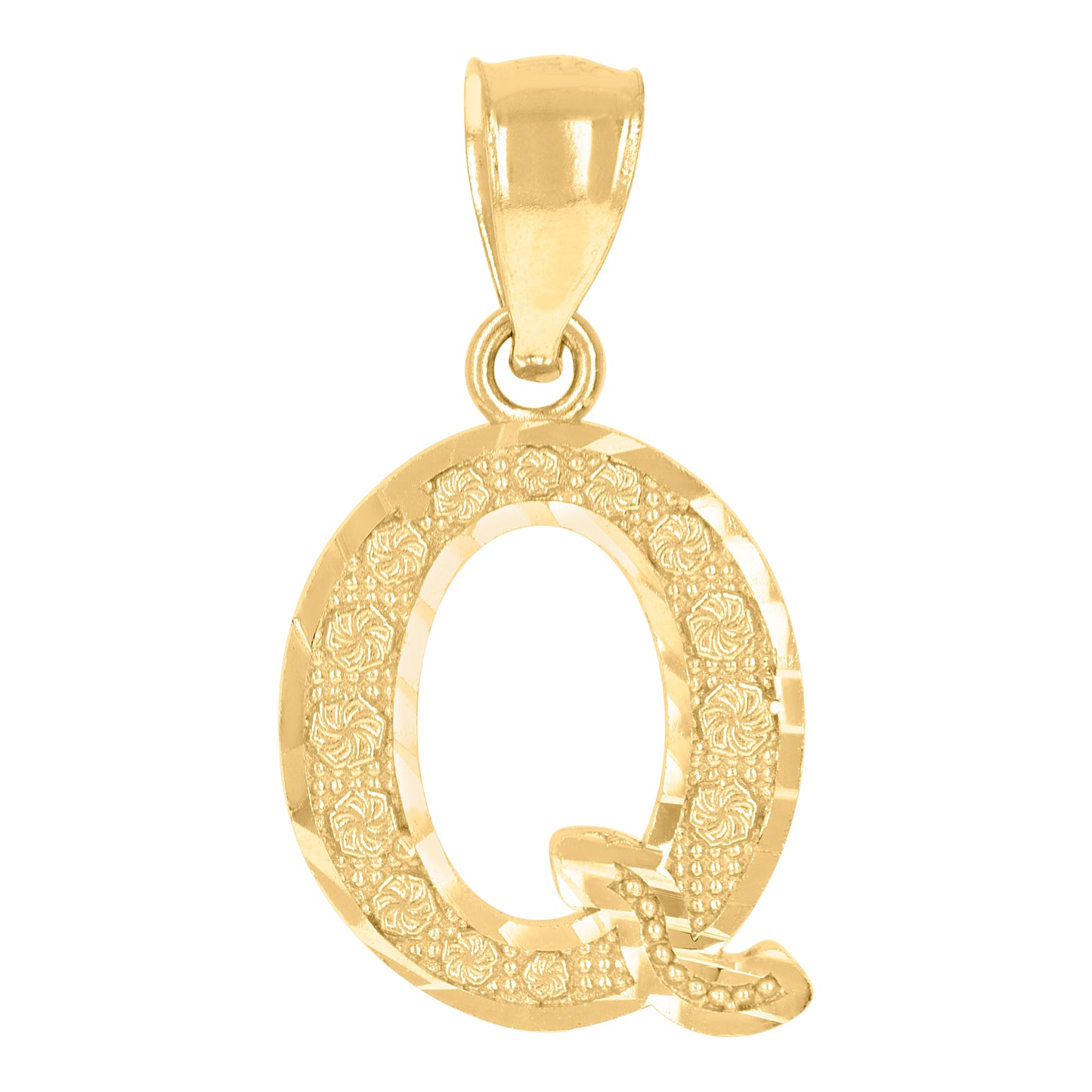10K Yellow Gold Unisex Initial Alphabet Charm Pendant