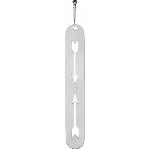 14K White Gold Round 1Mm G-H I1 Natural Diamond Accented Double Arrow Pendant