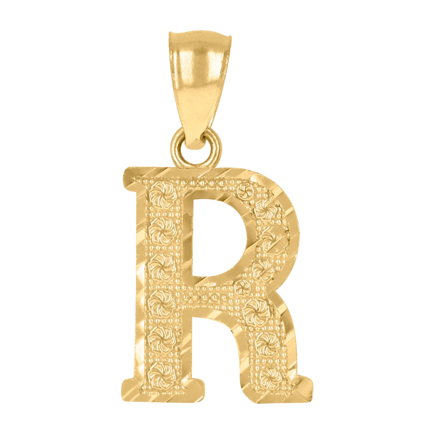10K Yellow Gold Unisex Initial Alphabet Charm Pendant
